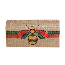 Load image into Gallery viewer, Designer Bee Gold Flap Clutch
