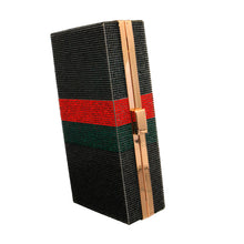 Load image into Gallery viewer, Black Red Green Stripe Hardcase Clutch
