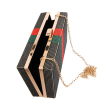 Load image into Gallery viewer, Black Red Green Stripe Hardcase Clutch
