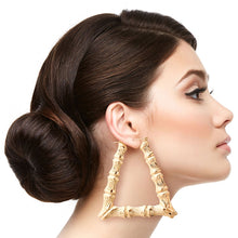 Load image into Gallery viewer, Triangle Bamboo Hoop Earrings
