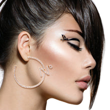 Load image into Gallery viewer, N Gold Rhinestone Hoops
