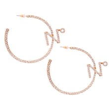 Load image into Gallery viewer, N Gold Rhinestone Hoops
