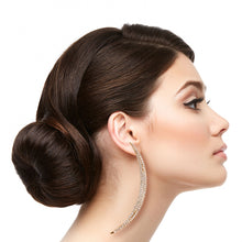 Load image into Gallery viewer, Gold and Clear Curved Bar Earrings
