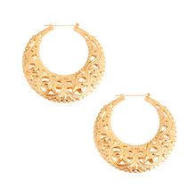 Load image into Gallery viewer, Round Gold Filigree Hoops
