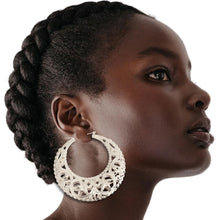 Load image into Gallery viewer, Round Silver Filigree Hoops
