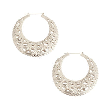 Load image into Gallery viewer, Round Silver Filigree Hoops
