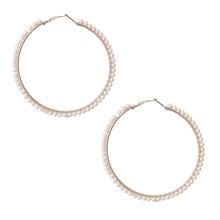 Load image into Gallery viewer, Silver Pearl Wrapped Hoops

