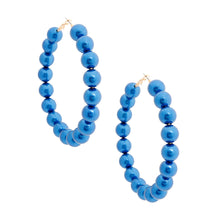 Load image into Gallery viewer, Blue Pearl Hoops
