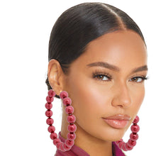 Load image into Gallery viewer, Burgundy Pearl Hoops
