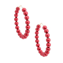 Load image into Gallery viewer, Burgundy Pearl Hoops
