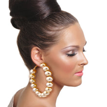 Load image into Gallery viewer, Gold Ball Hoop Earrings
