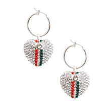 Load image into Gallery viewer, Silver Designer Stripe Heart Hoops
