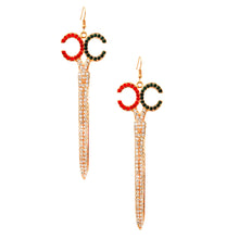 Load image into Gallery viewer, Rhinestone Scissor Drop Earrings
