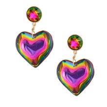 Load image into Gallery viewer, Rainbow Crystal Heart Earrings
