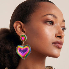 Load image into Gallery viewer, Rainbow Crystal Heart Earrings
