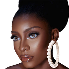 Load image into Gallery viewer, White Wire Wrapped 3 inch Hoops
