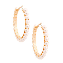 Load image into Gallery viewer, Cream Wire Wrapped Hoops
