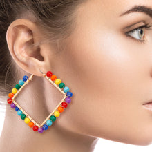 Load image into Gallery viewer, Square Rainbow Bead Earrings
