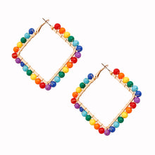 Load image into Gallery viewer, Square Rainbow Bead Earrings
