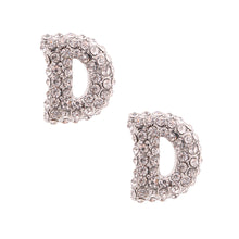 Load image into Gallery viewer, D Rhinestone Silver Studs
