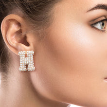Load image into Gallery viewer, H Initial Rhinestone Studs
