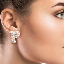 Load image into Gallery viewer, P Initial Rhinestone Studs
