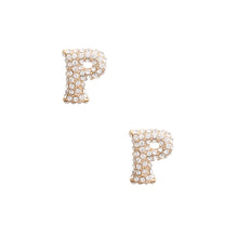 Load image into Gallery viewer, P Initial Rhinestone Studs
