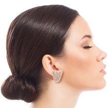 Load image into Gallery viewer, V Rhinestone Gold Studs
