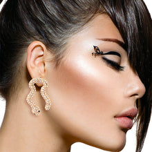 Load image into Gallery viewer, Gold U Pave Snake Earrings
