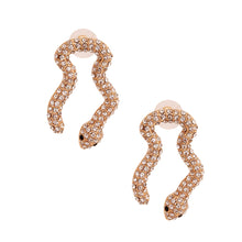 Load image into Gallery viewer, Gold U Pave Snake Earrings
