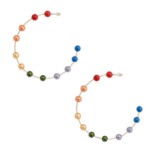 Load image into Gallery viewer, Multi Color Pearl Floating Hoops
