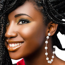 Load image into Gallery viewer, White Pearl Floating Hoops
