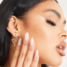 Load image into Gallery viewer, Silver Thin Wavy Snake Earrings
