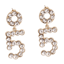 Load image into Gallery viewer, Designer 5 Gold Rhinestone Earrings
