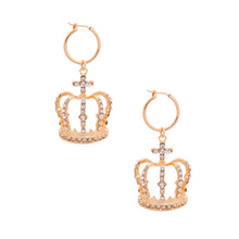Load image into Gallery viewer, Gold Crown Baby Hoops
