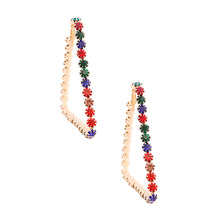 Load image into Gallery viewer, Multi Color Crystal Trapezoid Hoops
