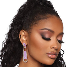 Load image into Gallery viewer, Lavender Zipper Drop Earrings
