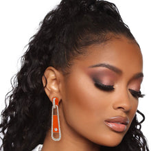 Load image into Gallery viewer, Orange Zipper Drop Earrings
