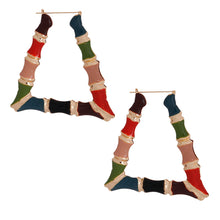Load image into Gallery viewer, Multi Color Trapezoid Bamboo Hoops
