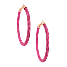 Load image into Gallery viewer, 80mm Pink Stone Hoops
