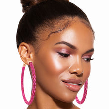Load image into Gallery viewer, 80mm Pink Stone Hoops
