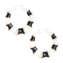 Load image into Gallery viewer, Black and White Color Bamboo Hoops
