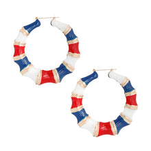 Load image into Gallery viewer, Red White Blue Color Bamboo Hoops
