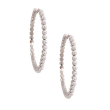 Load image into Gallery viewer, White Pearl 3 inch Hoops
