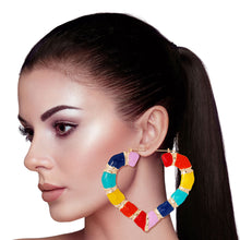 Load image into Gallery viewer, Rainbow Heart Bamboo Hoops
