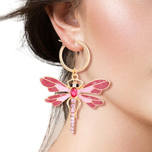Load image into Gallery viewer, Baby Pink Dragonfly Hoops
