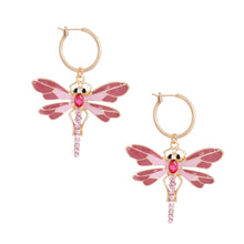 Load image into Gallery viewer, Baby Pink Dragonfly Hoops
