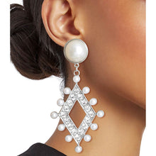 Load image into Gallery viewer, Silver Pearl and Stone Diamond Earrings
