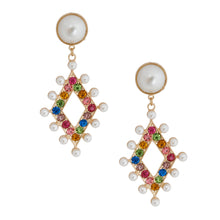 Load image into Gallery viewer, Pearl and Multi Stone Diamond Earrings
