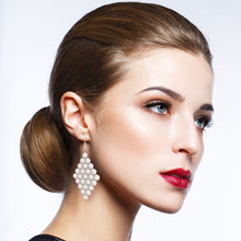 Load image into Gallery viewer, White Pearl Stud Diamond Earrings
